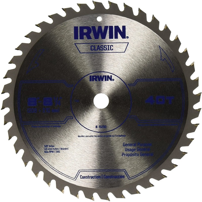 IRWIN 8 1/4" 40T CIRCULAR SAW BLADE