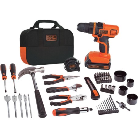 Cordless Drill (20V MAX Lithium-Ion), 68-Piece Project Kit [Black & Decker]
