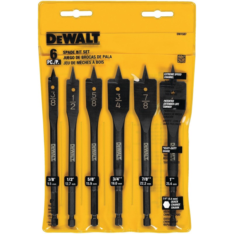 DeWalt 6-Piece Heavy-Duty Spade Bit Set - DW1587