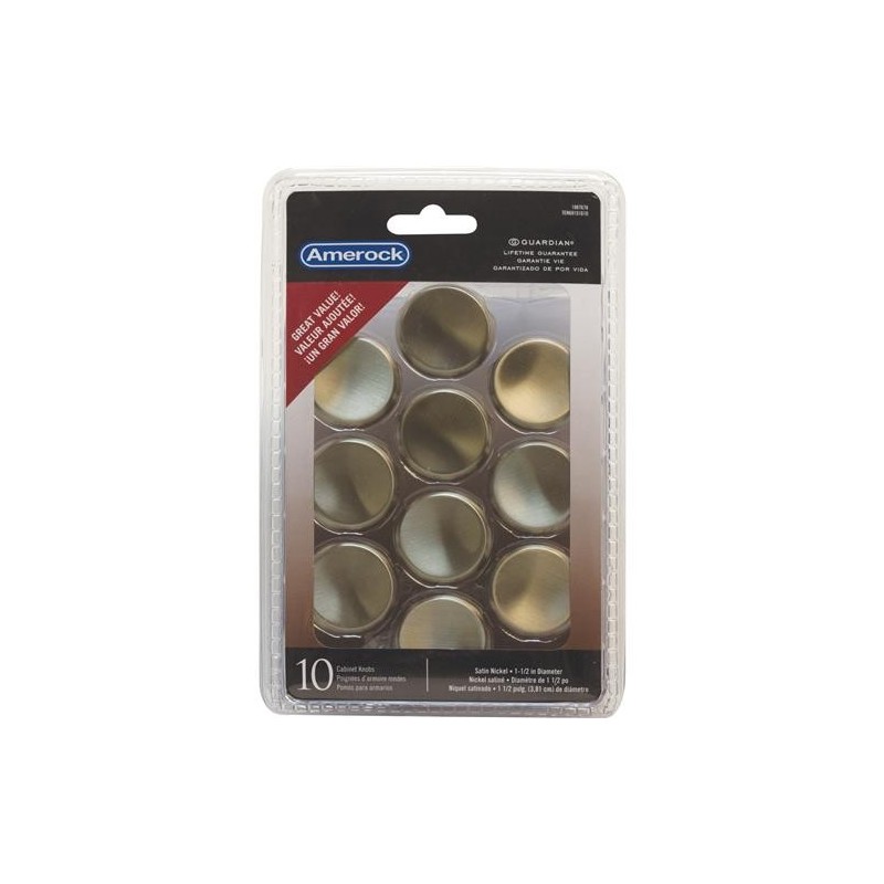 AMEROCK 1 1/2" SATIN NICKEL KNOBS 10PK