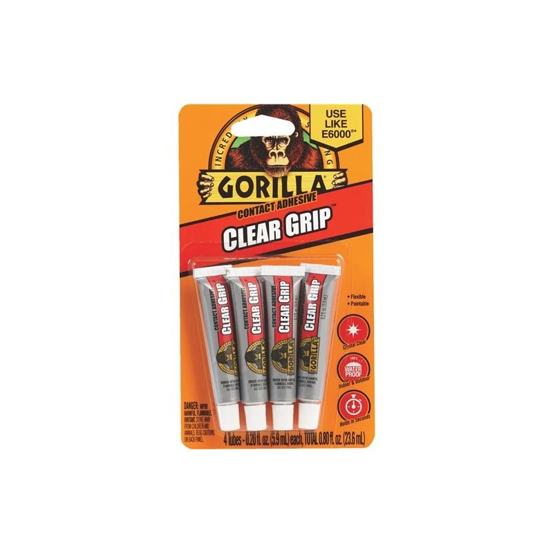 GORILLA CONTACT ADHESIVE CLEAR GRIP 4/PK 0.2 OZ