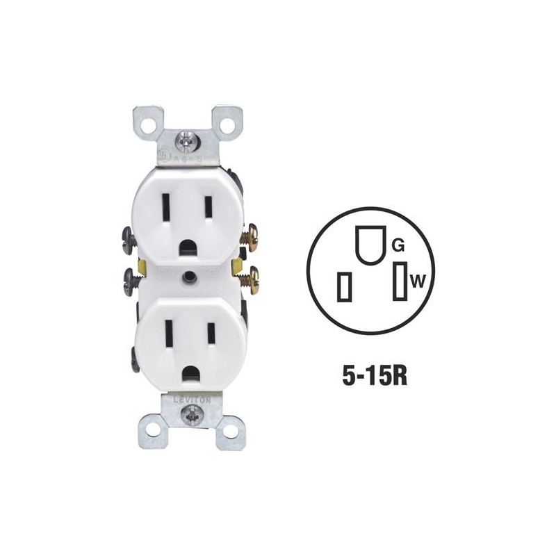 LEVITON WHITE DUPLEX RECEPTACLE