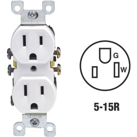 LEVITON WHITE DUPLEX RECEPTACLE