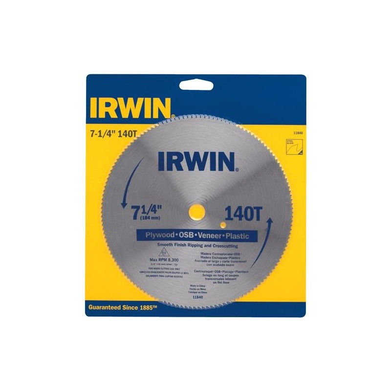 IRWIN CIRCULAR SAW BLADE FOR PLYWOOD- 7 1/4"