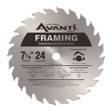 FRAMING 7 1/4 INCH 24 T SAW BLADE